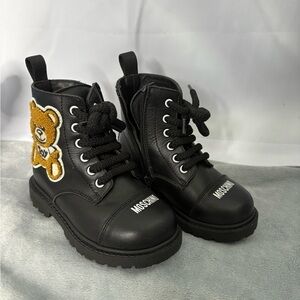 Moschino Black Boots with Bear Accent